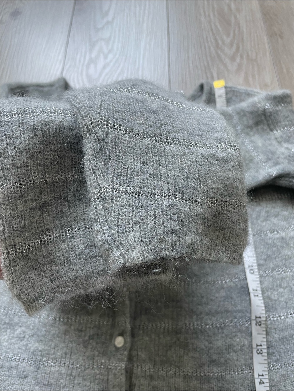 Sézane Gaspard Cardigan, Mottled grey with a silver stripe, XS - Picture 9 of 10